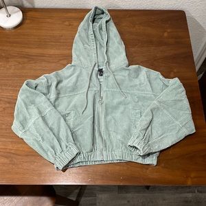 sea foam forever 21 cropped zip up hoodie